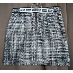 Loft Tweed Mini Skirt Womens Pink Black A Line Dress Pockets Size 8 Zip